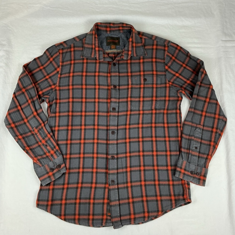 Northwest Territory Men's Plaid Flannel‎ Shirt Orange/Grey, Size Medium